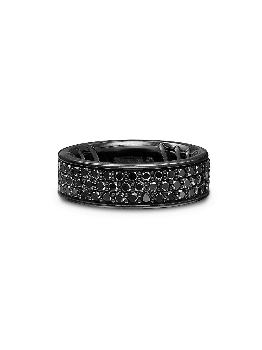 Men's Streamline Band Ring in Black Titanium - Black Diamond - Size 10