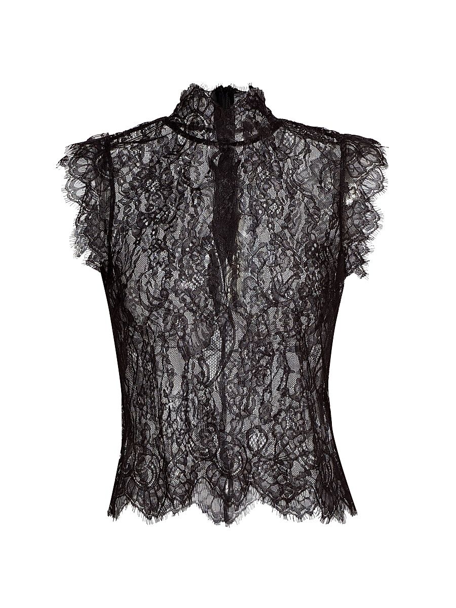 Women's Tours Lace Sleeveless Top - Black - Size Large
