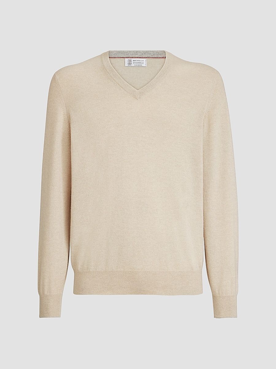 Men's Cashmere Sweater - Sand - Size 44
