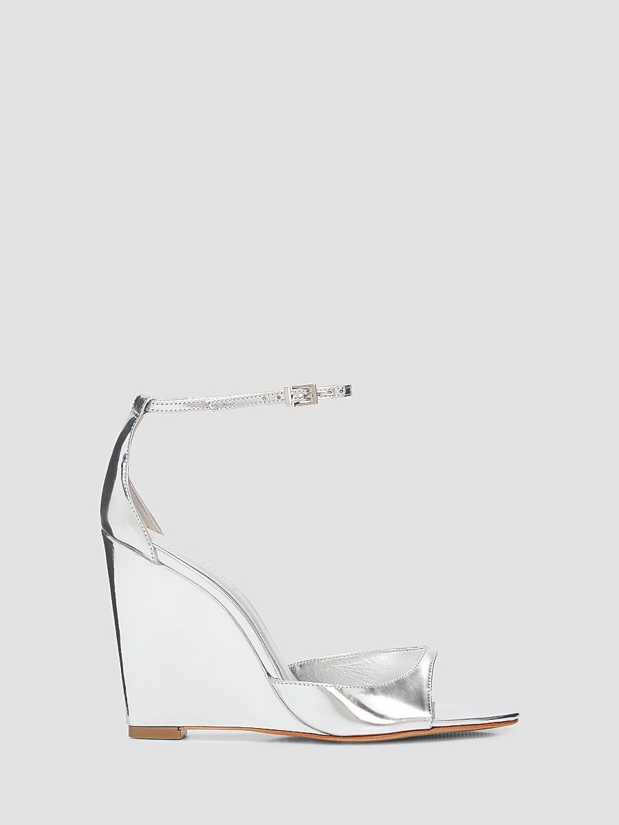 Women's Scarlett 100MM Leather Wedge Sandals - Silver - Size 11