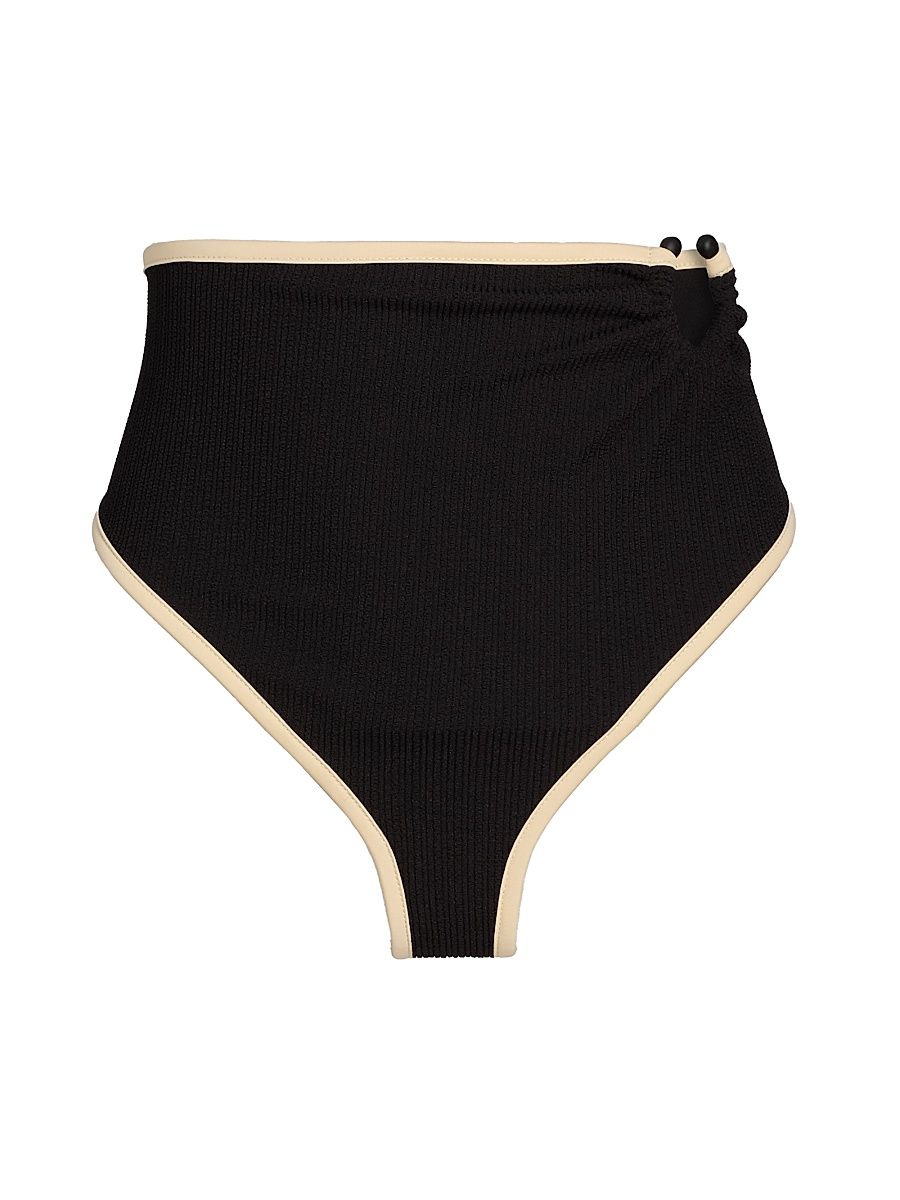 Women's La Paz Susurro Del Agua Bikini Bottom - Black Ecru - Size XS