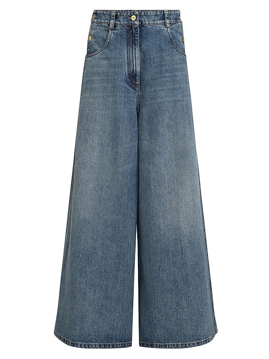Women's Authentic Denim Maxi Trousers with Monili - Denim - Size 14