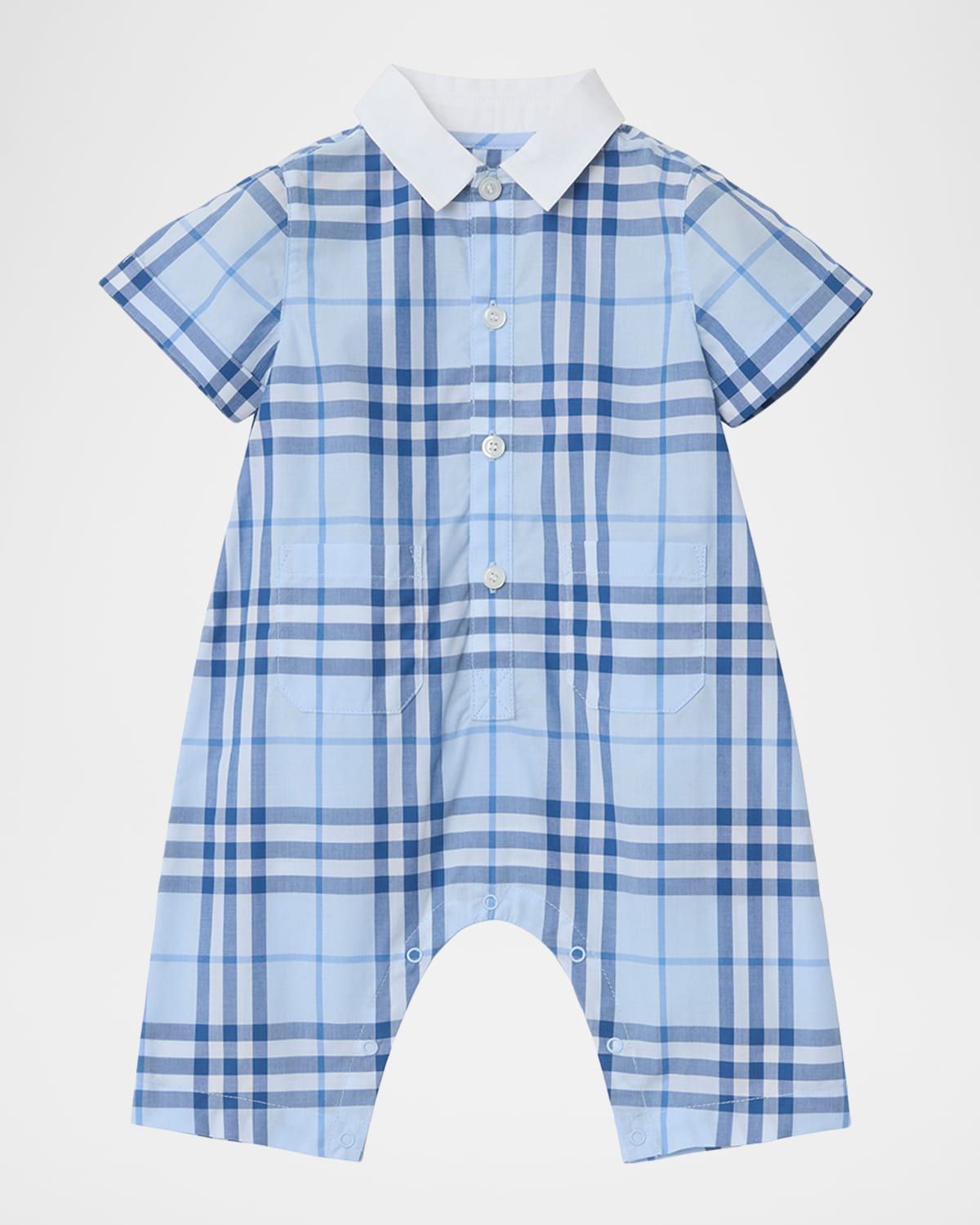 Boy & apos;s Check Cotton Playsuit, Size 1M-18M