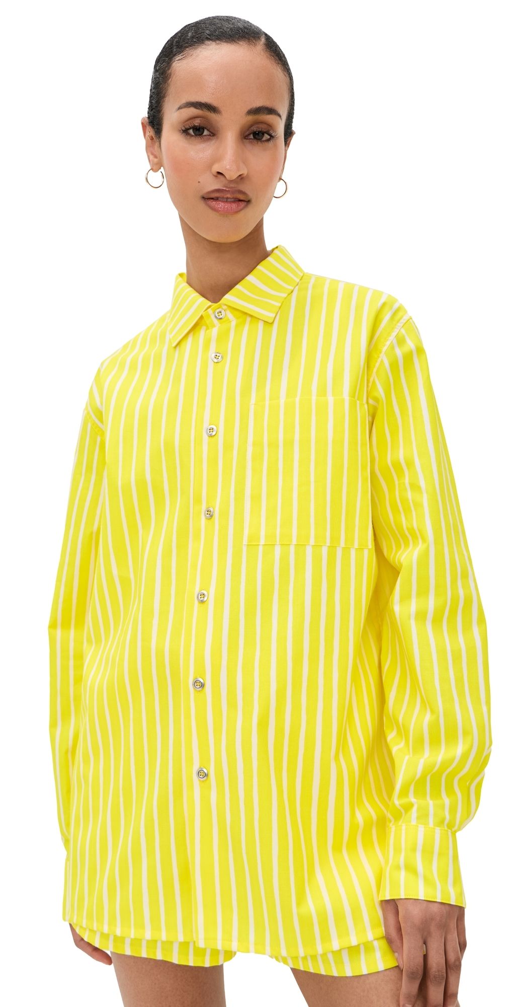 Marimekko Jokapoika Kioski Button Down Shirt YELLOW, WHITE M