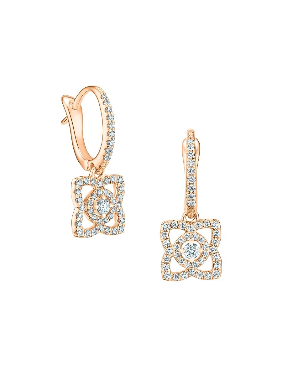 Enchanted Lotus 18K Rose Gold & Diamond Drop Earrings - Rose Gold