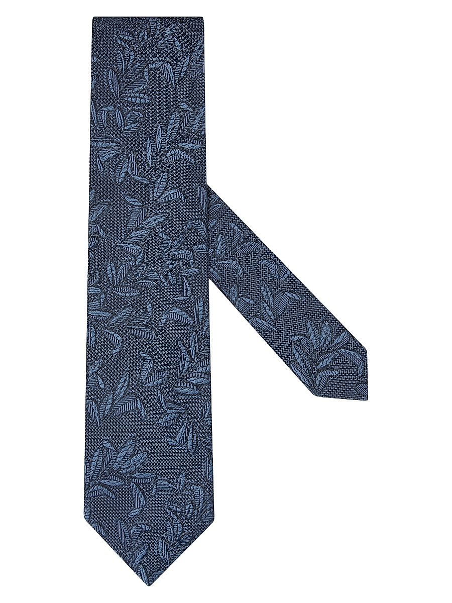 Men's Jacquard Leaf Silk Tie - Light Blue