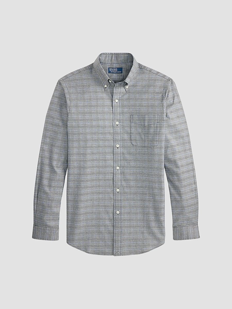 Men's Checked Cotton Shirt - Navy Cream Multi - Size XXL