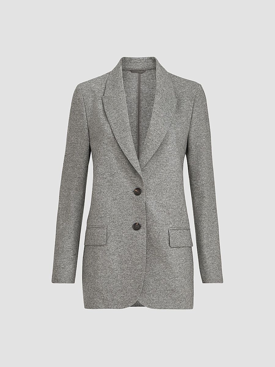Women's Cashmere Jersey Deconstructed Blazer - Grey - Size 18