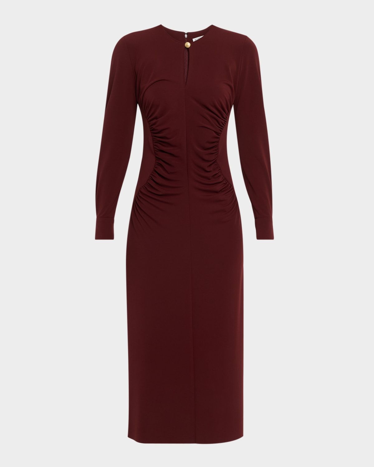 Gabrielle Ruched Long-Sleeve Ankle Dress