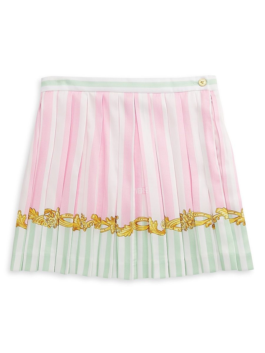 Little Girl's & Girl's Striped Twill Barocco Leaf Skirt - Pastel Pink Pastel Mint - Size 12