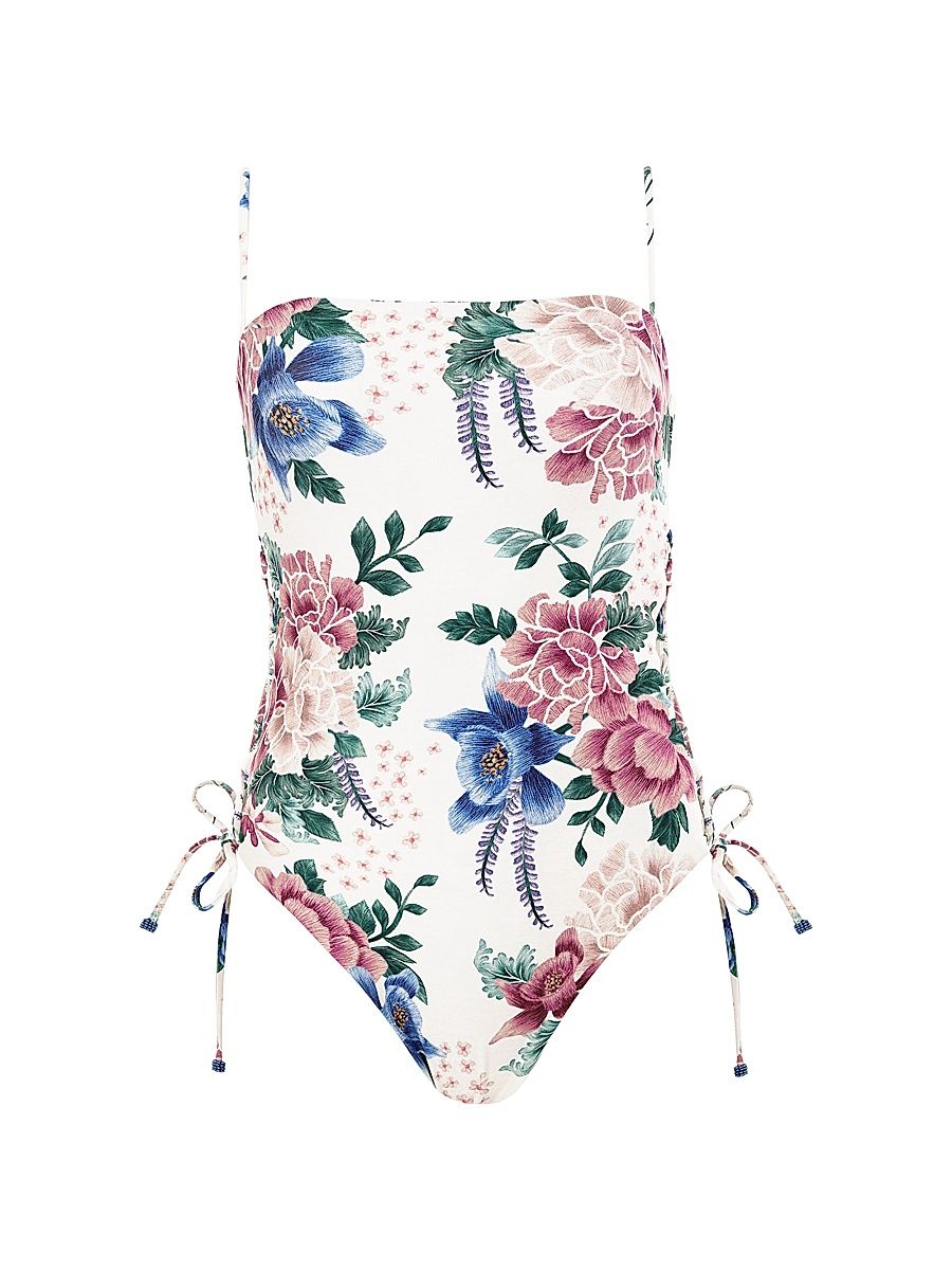 Women's Posh Ivy Floral Reversible Cut-Out One-Piece Swimsuit - Size Large