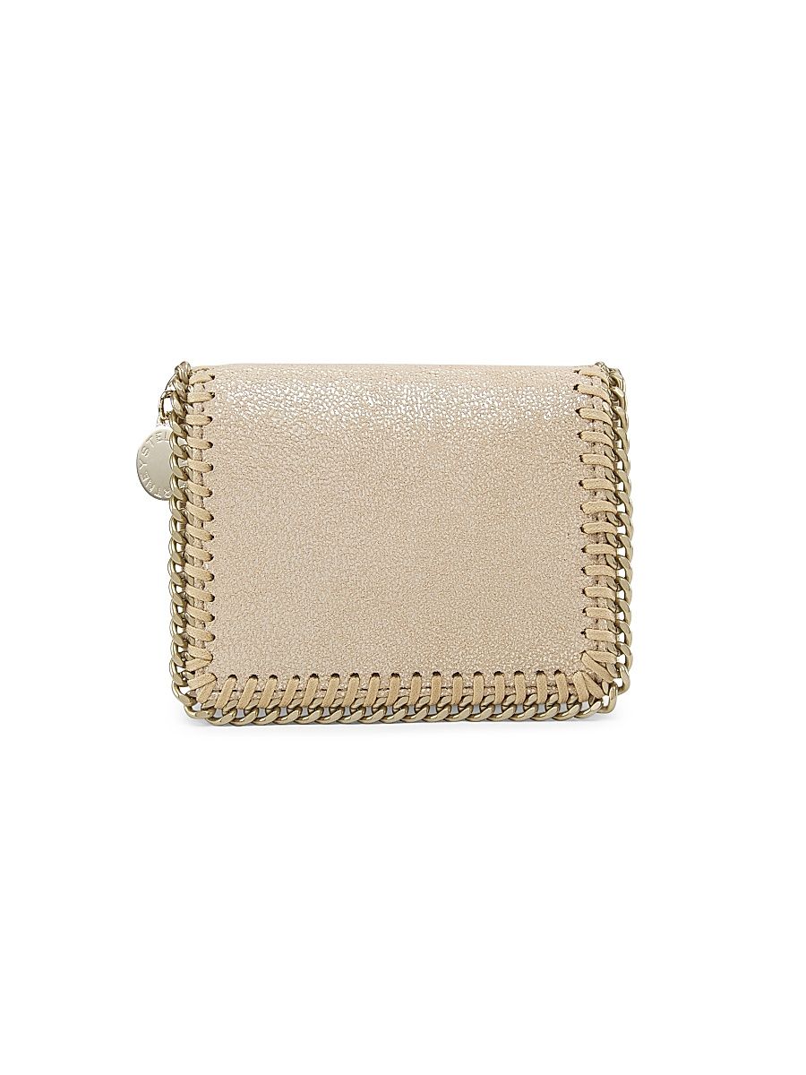 Women's Falabella Shiny Chain-Trim Bifold Wallet - Gold