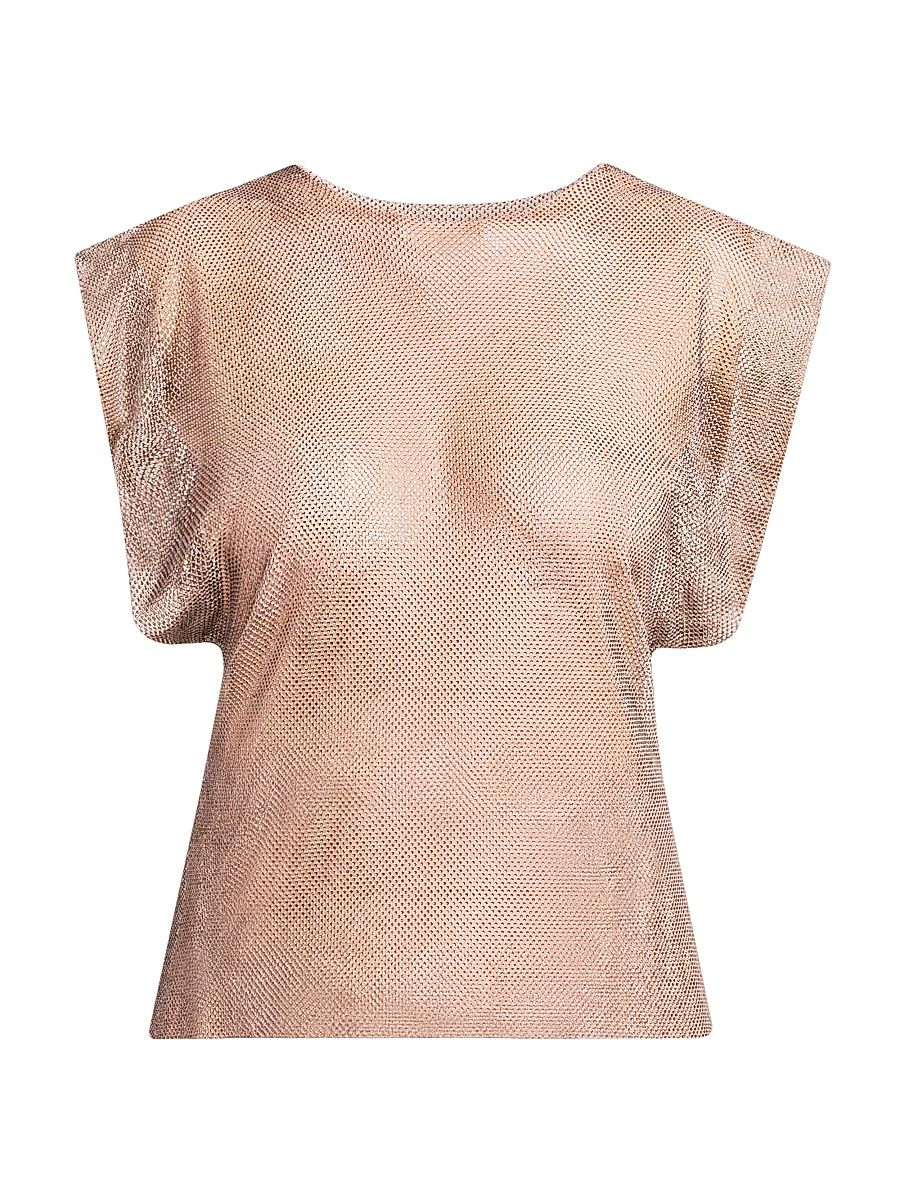 Women's Metallic Sheer T-Shirt - Multi Pink - Size Large
