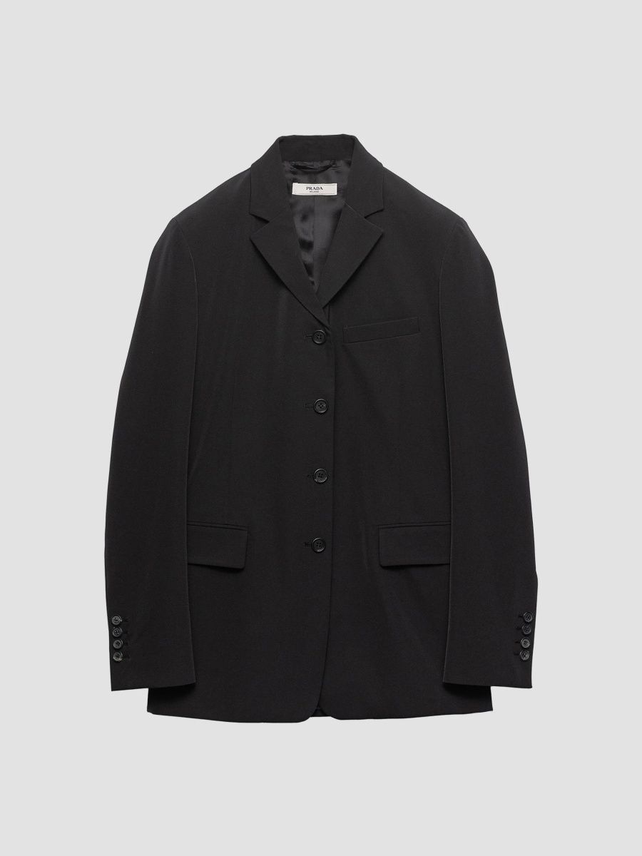 Prada Women's Single-Breasted Techno Stretch Jacket - Black - Size 12