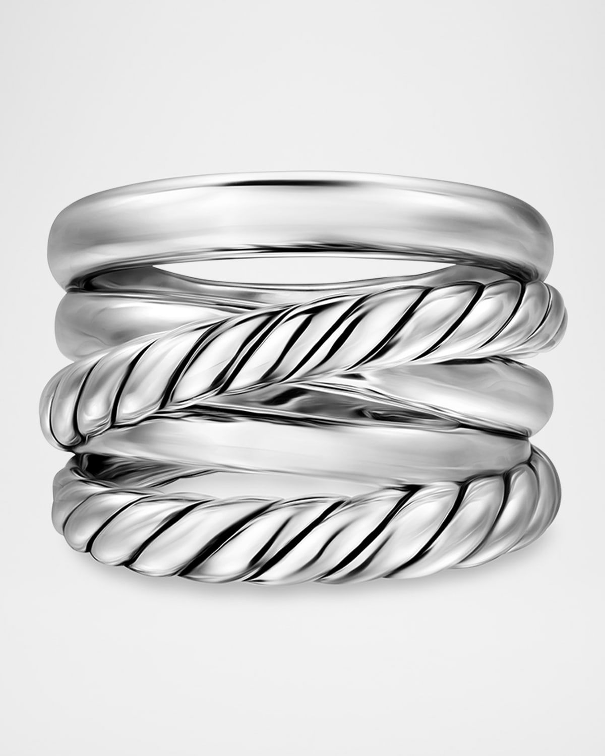 Crossover 5 Row Ring in Silver, 17.5mm