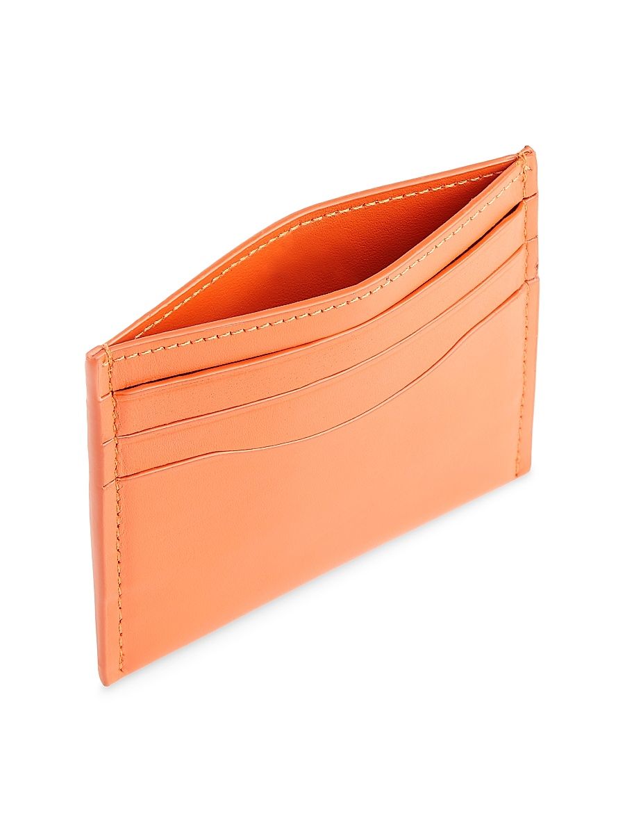 Men's RFID-Blocking Leather Card Wallet - Orange