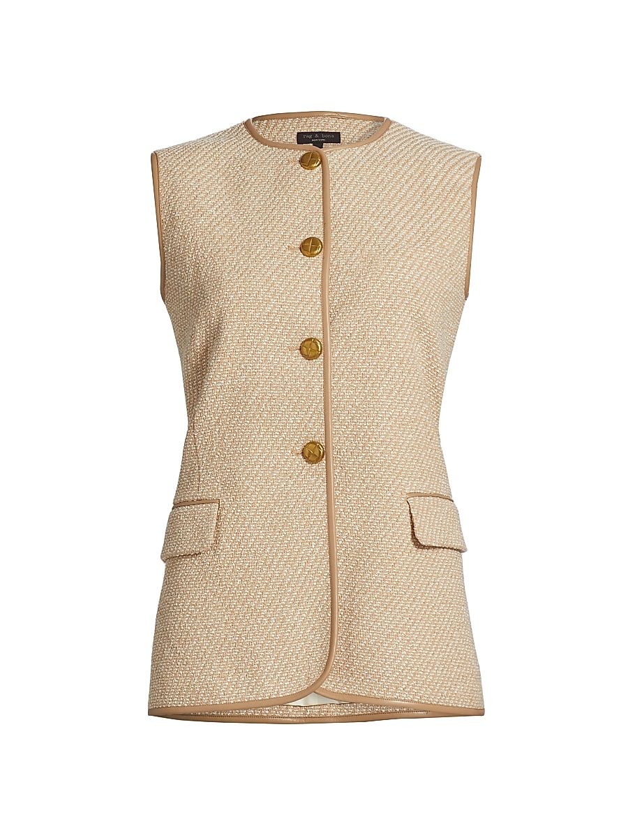 Women's Bartlet Italian Tweed Vest - Beige - Size 12