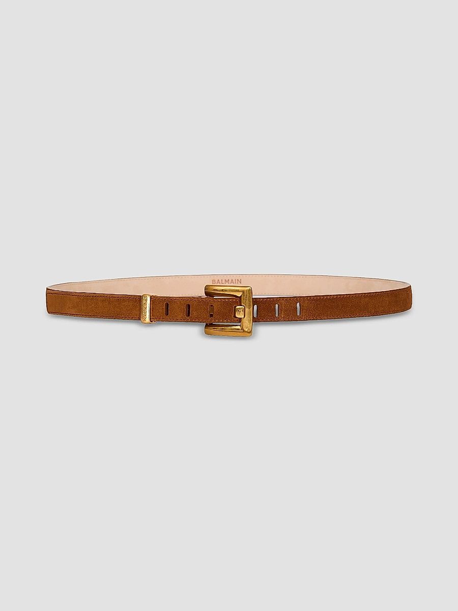 Balmain Women's Anthem Thin Suede Belt - Caramel - Size Medium