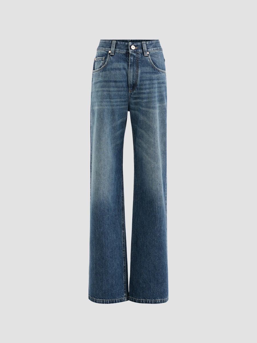 Brunello Cucinelli Women's Authentic Denim Contemporary Loose Trousers With Monili - Denim - Size 0