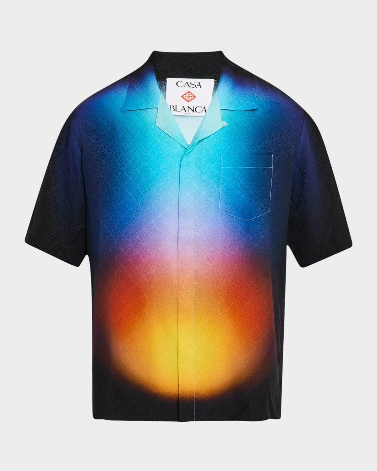 Men & apos;s Gradient Monogram Silk Camp Shirt