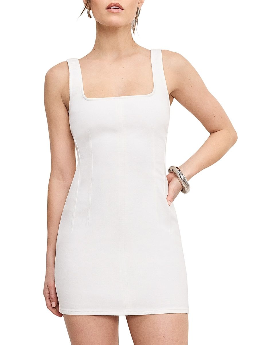 Women's Denim Shift Dress - Cloud White - Size XS