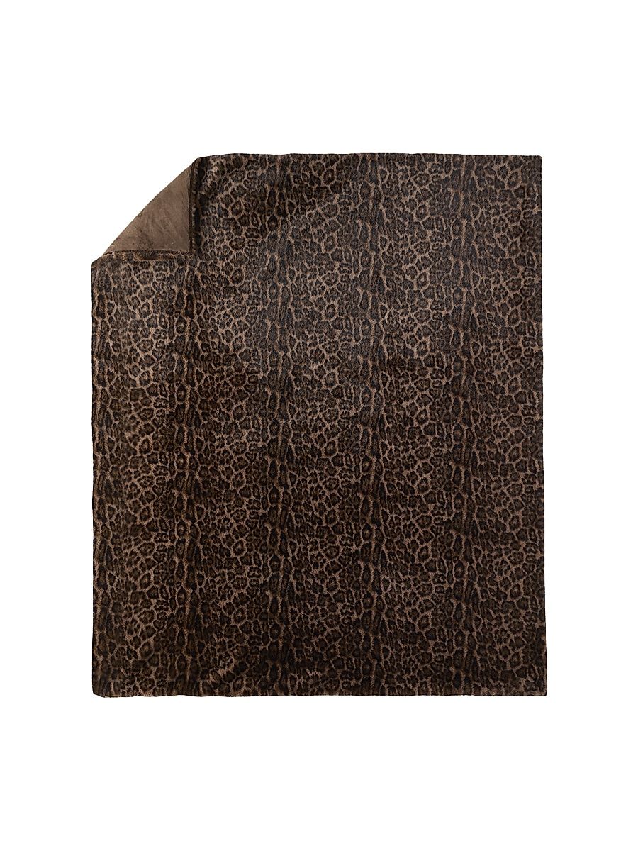 Leopard-Print Faux Mink Throw - Leopard