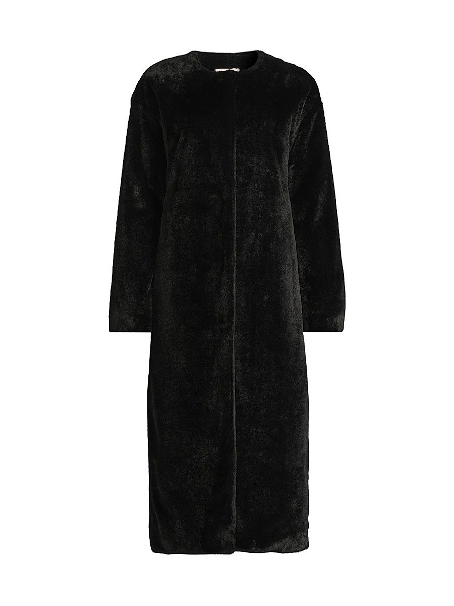 Women's Theo Faux Fur Car Coat - Black - Size XL