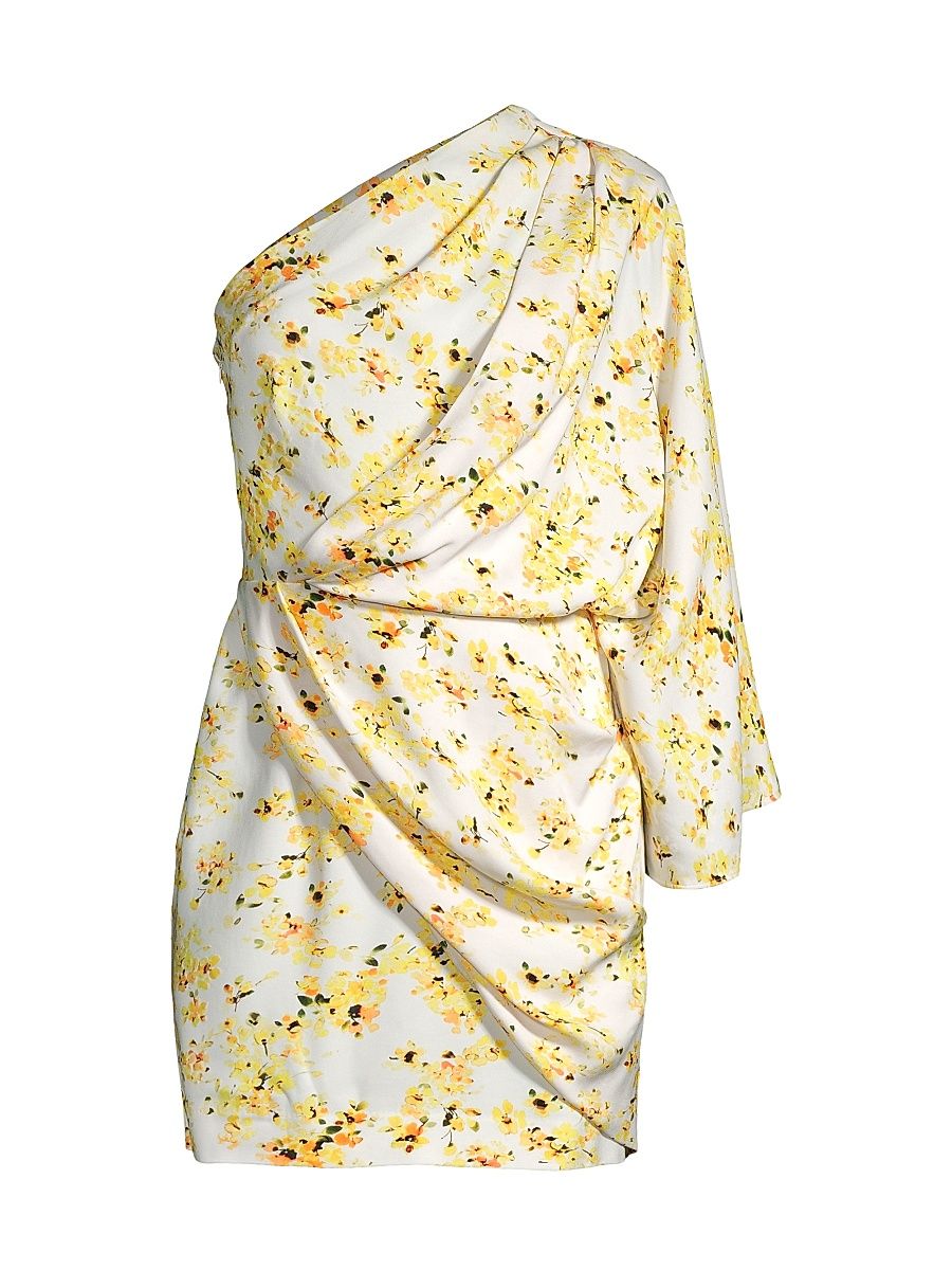 Women's Bailey Floral One-Shoulder Minidress - Golden Blossom - Size 2