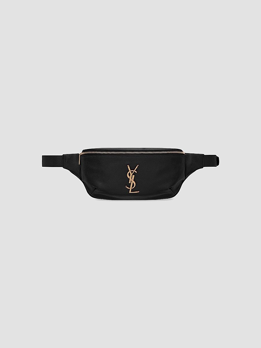 Saint Laurent Women's Cassandre Classic Belt Bag In Grain De Poudre Embossed Leather - Nero