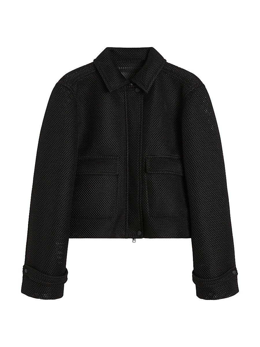 Women's Boxy Jacket in Technical Mesh - Black - Size 14