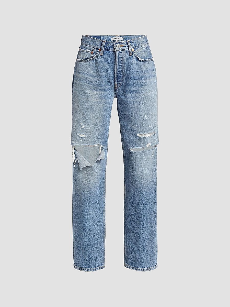 Re/done Women's 90s Comfy High-Rise Jeans - Sunfaded Destroy - Size 31