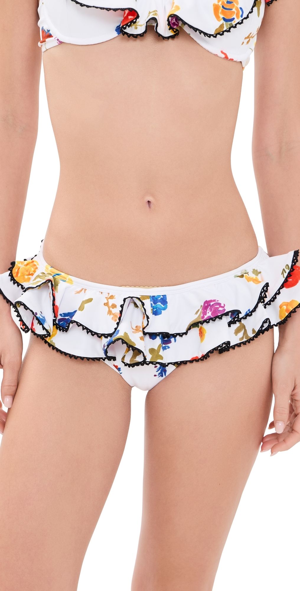 CAROLINE CONSTAS Lotus Bikini Bottoms White Multi S