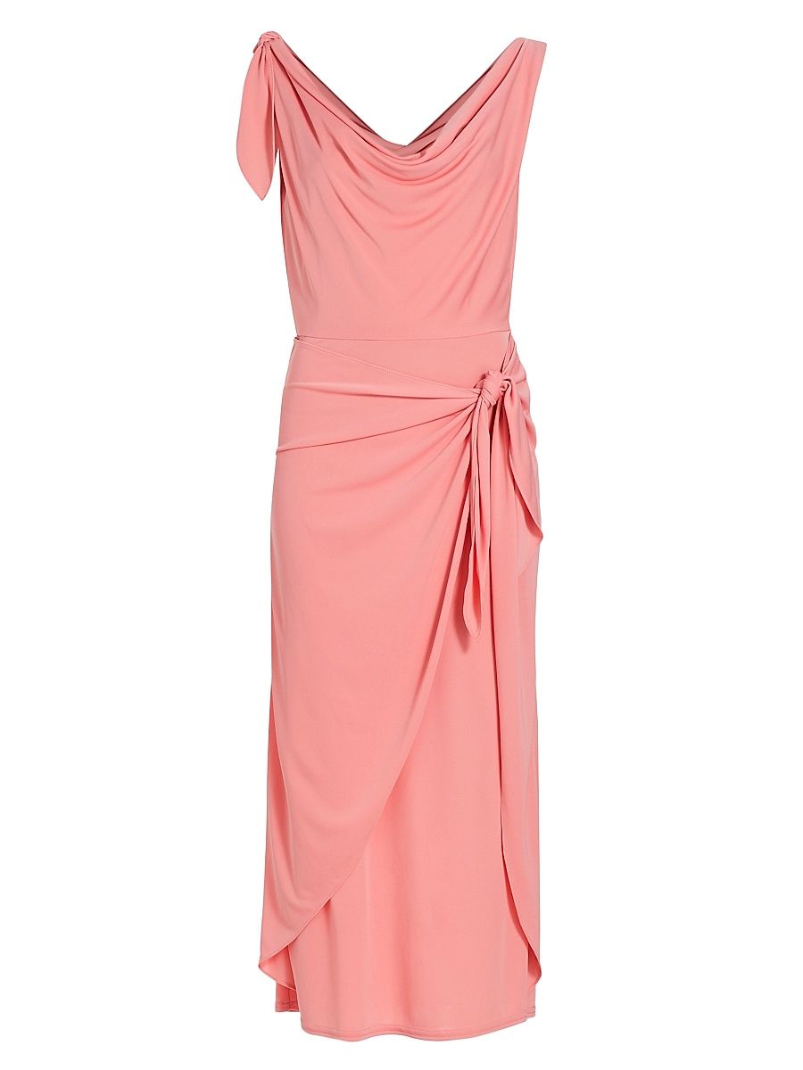 Women's Odin Jersey Draped Midi-Dress - Strawberry Moon - Size 2