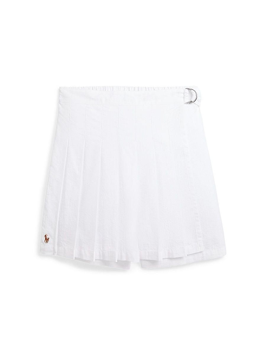 Little Girl's & Girl's Pleated Seersucker Skort - White - Size 12