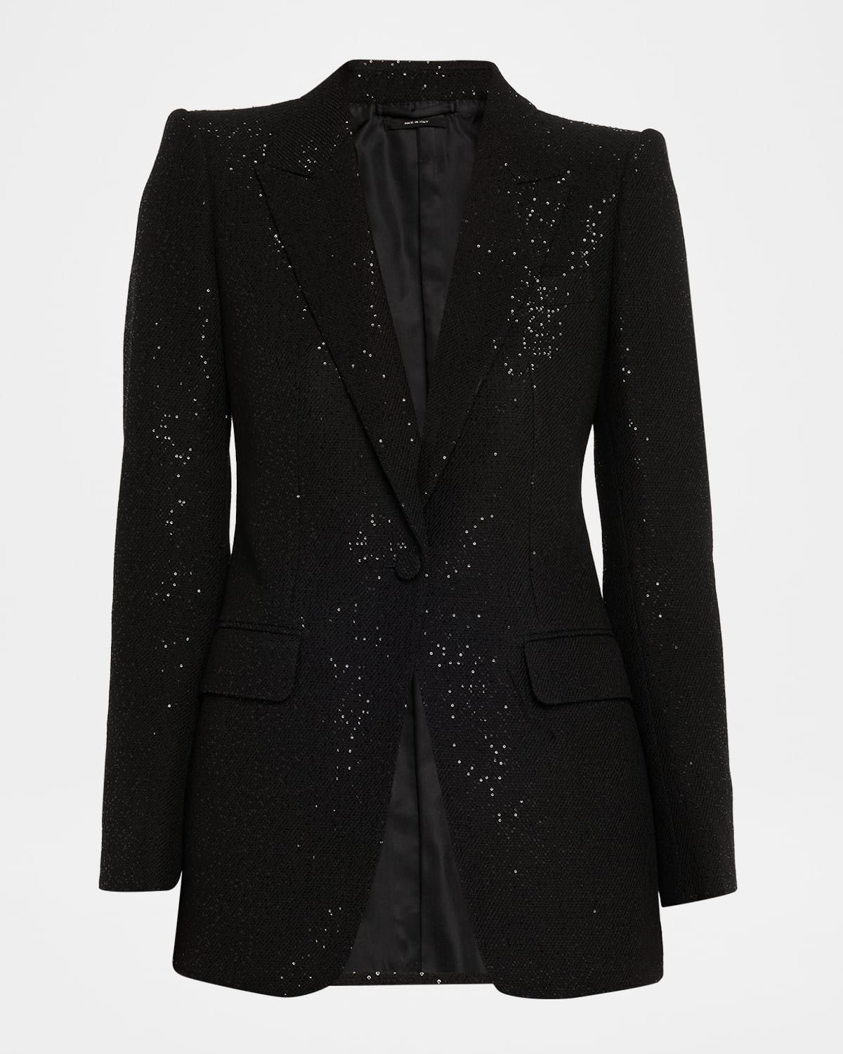 Sequined Single-Breasted Blazer Jacket