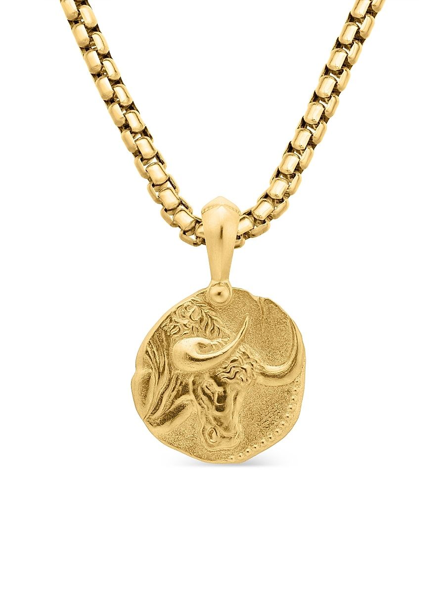 Men's Taurus Amulet in 18K Yellow Gold, 27mm - Gold