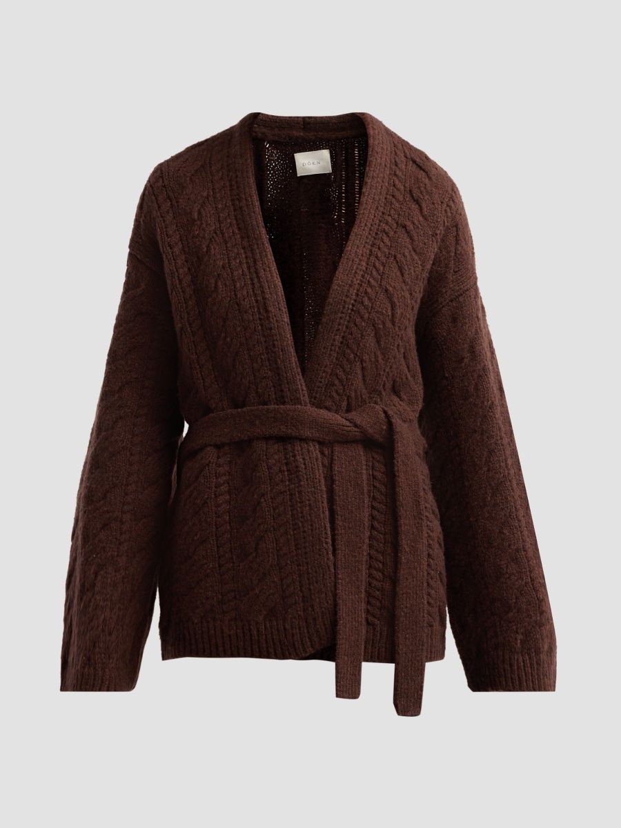 DÔEN Women's Alpine Wool Cardigan - Sycamore Bark - Size XL
