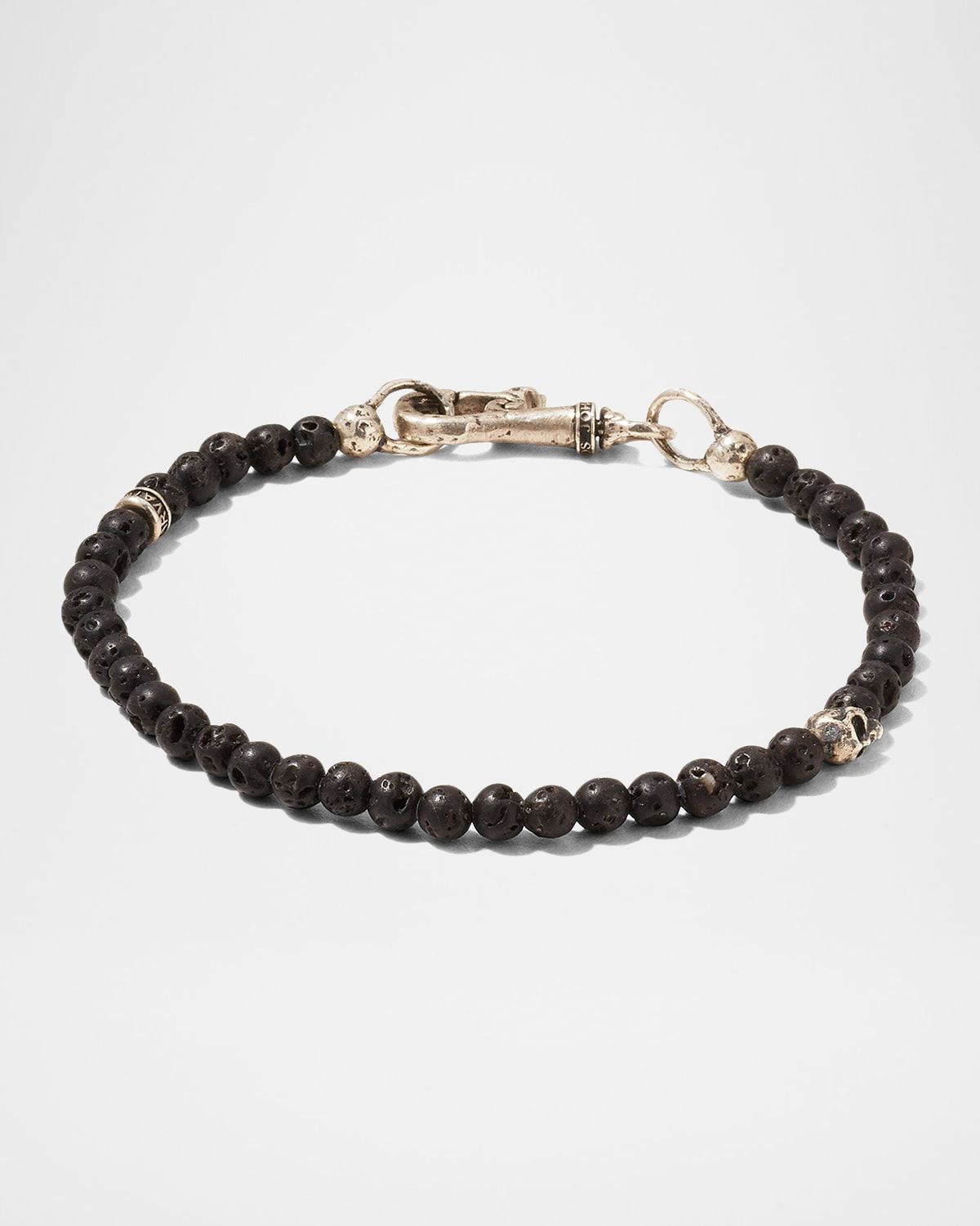 Men & apos;s Skull Lava Stone Beaded Bracelet