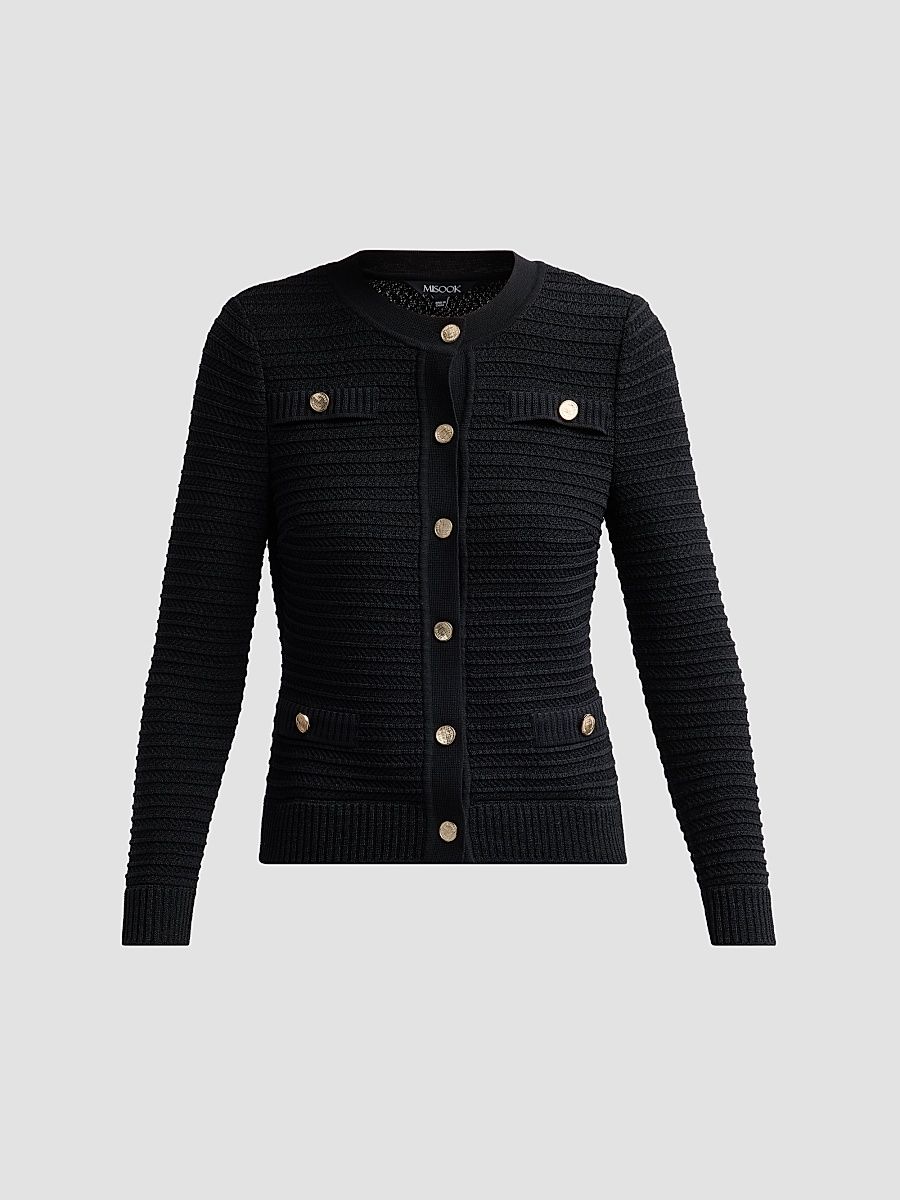 Women's Heritage Button-Front Ottoman Knit Jacket - Black - Size Small