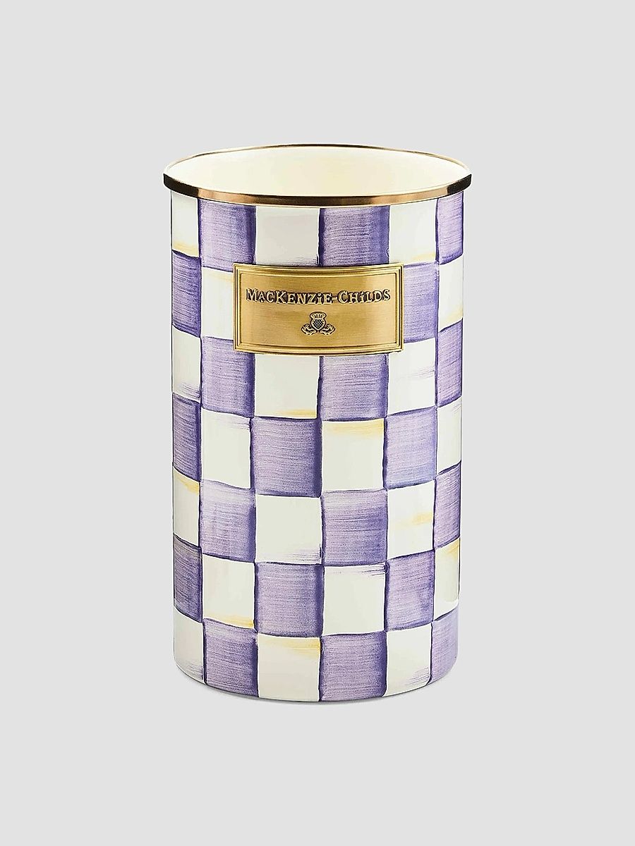 Violet Check Utensil Holder