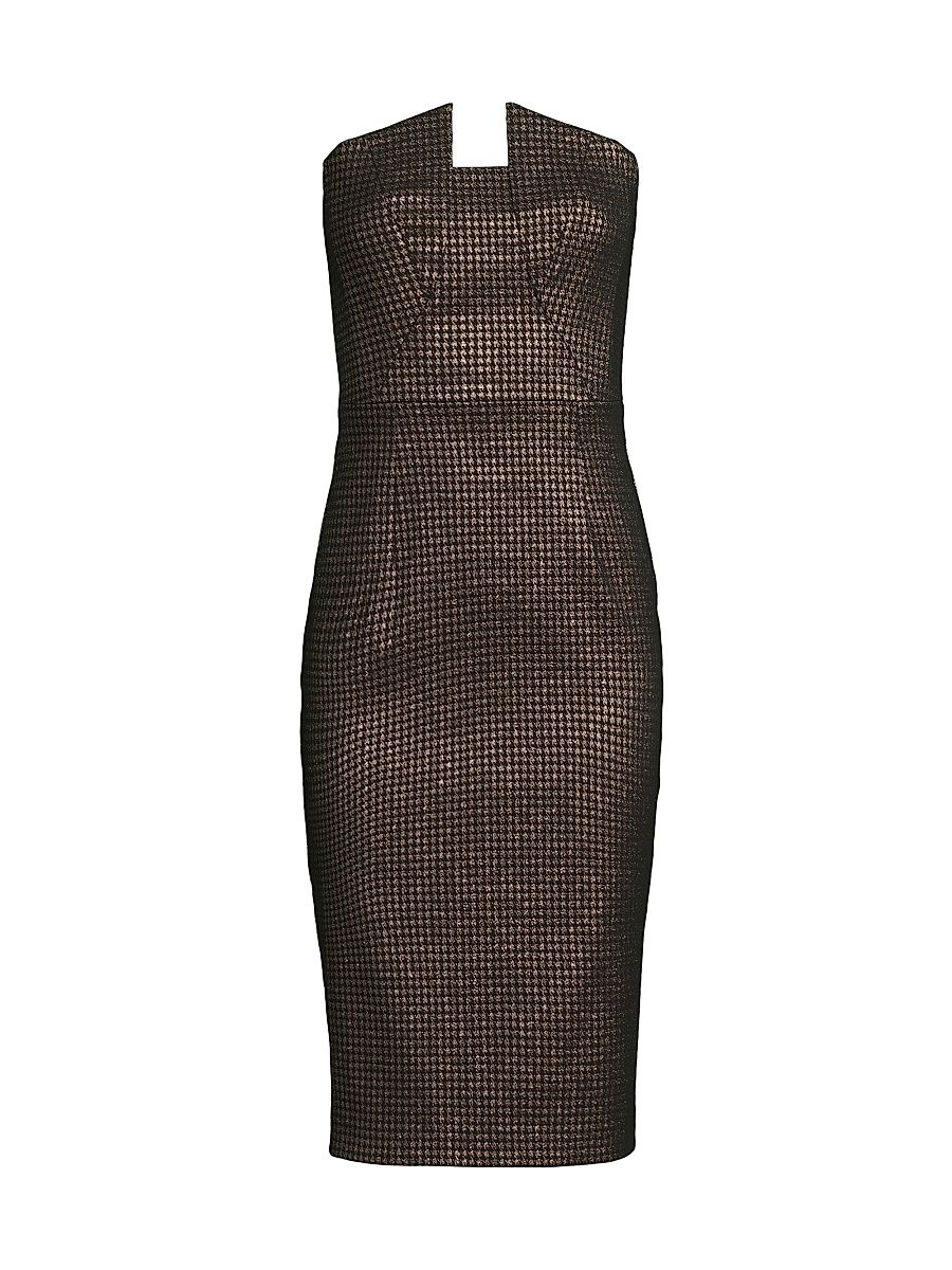 Women's Lena Houndstooth Strapless Midi-Dress - Deluxe Houndstooth - Size 12