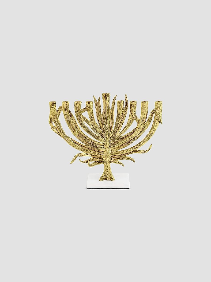 Palm Medium Menorah - Gold