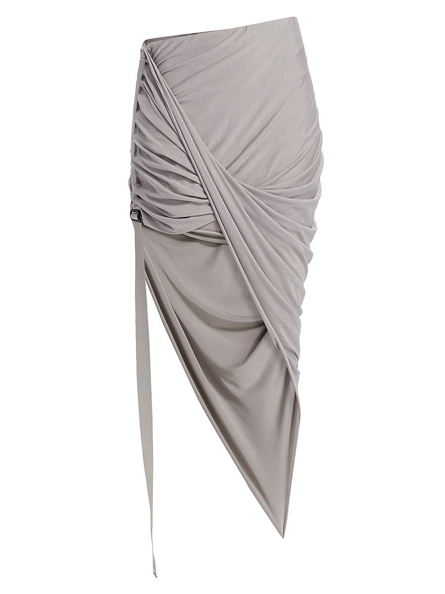 Women's Wind Asymmetric Draped Miniskirt - Grey Lavender - Size Medium