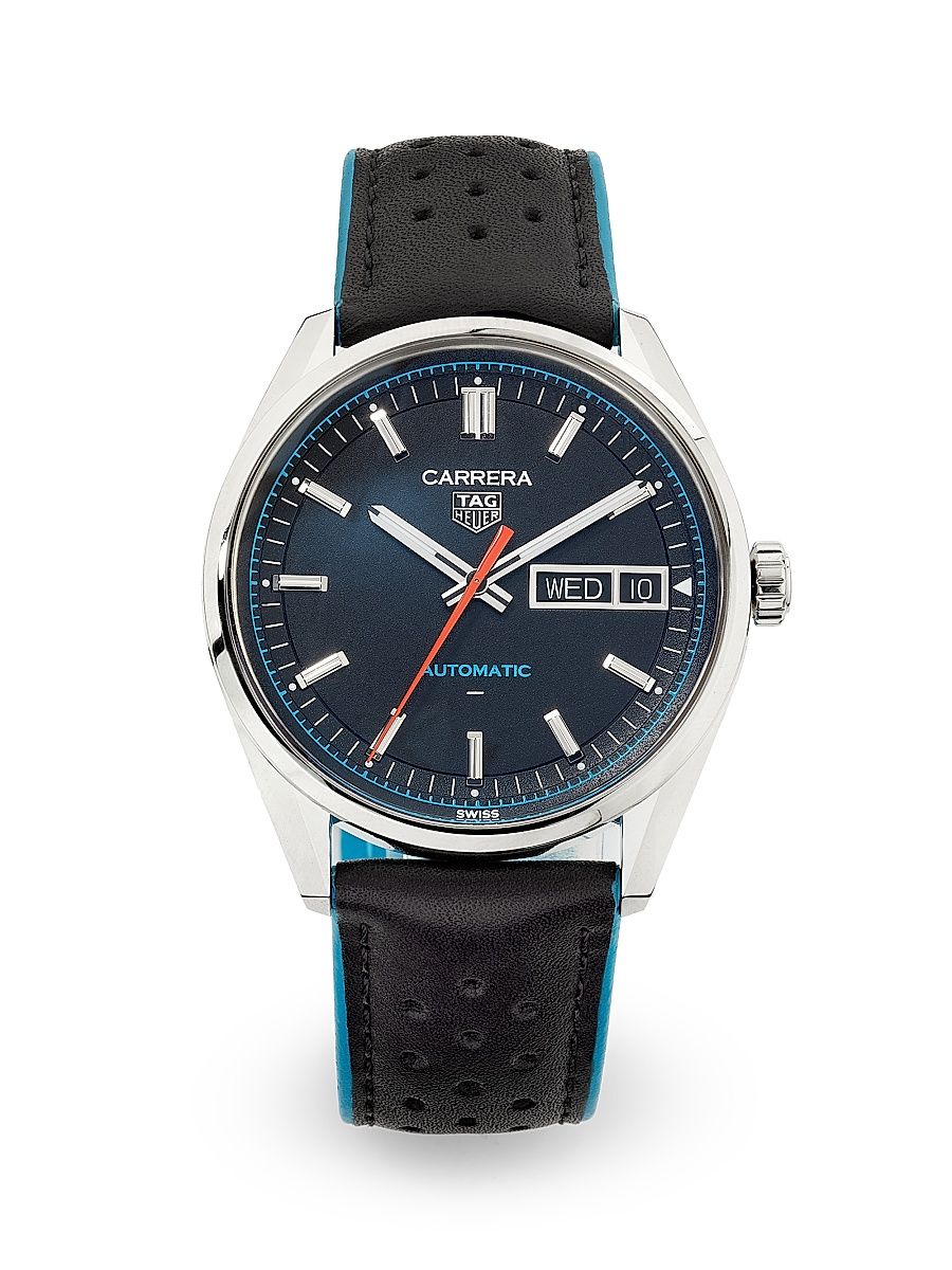 Men's Carrera Stainless Steel & Leather Strap Watch/41MM - Black