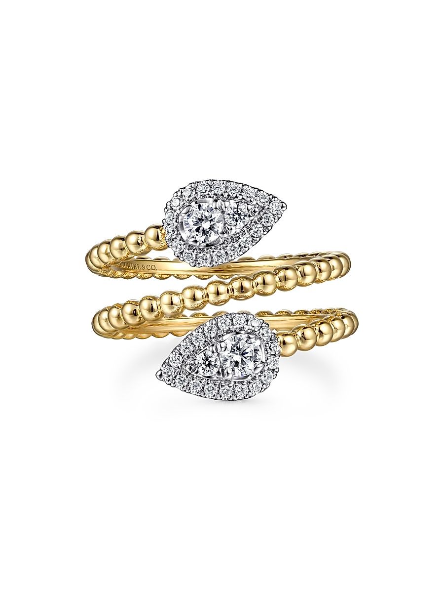 Women's Bujukan 14K White & Yellow Gold & 0.50 TCW Diamond Wrap Ring - Yellow Gold - Size 6.5