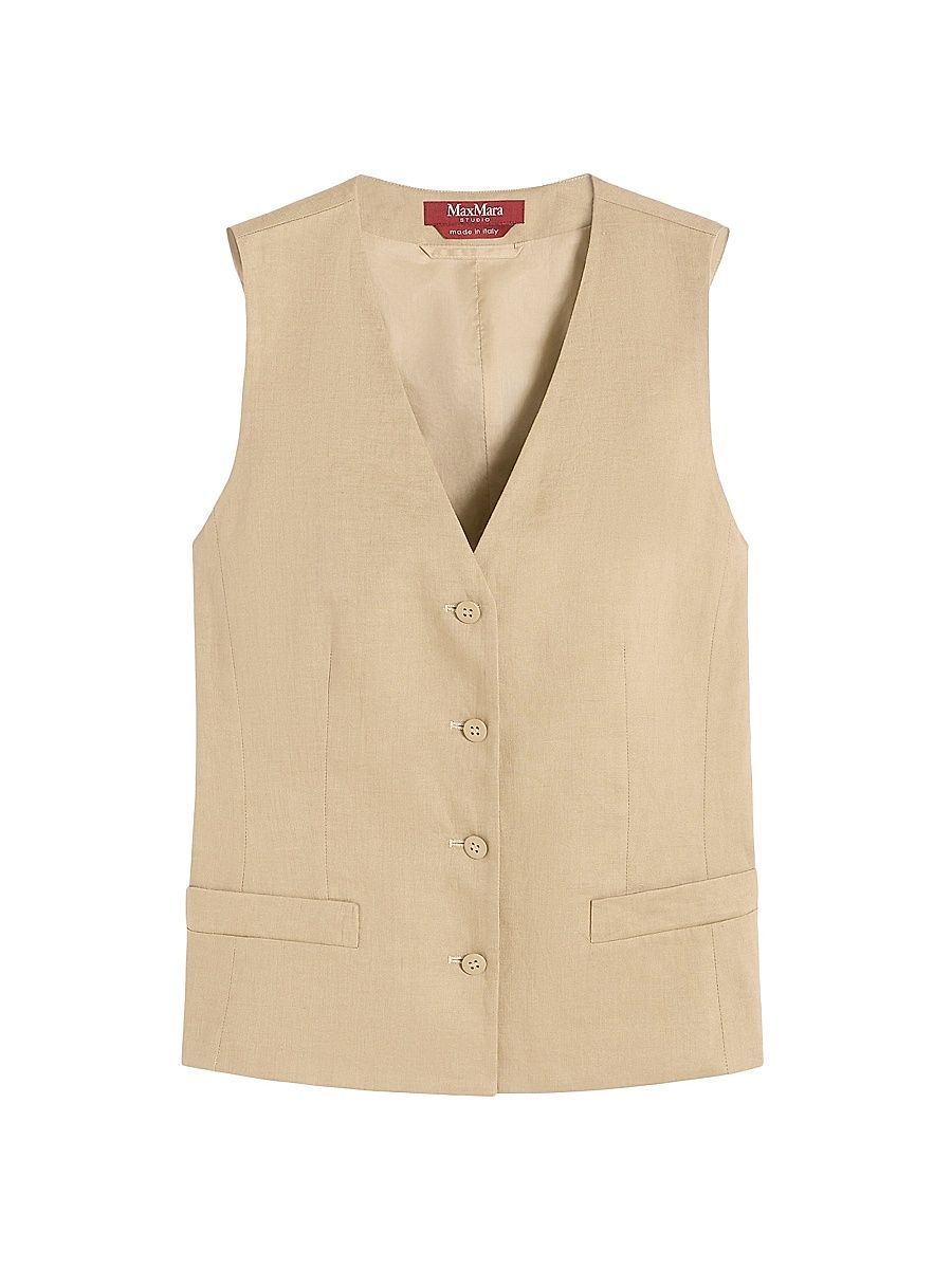 Women's Linen Canvas Gilet - Colonial - Size 16