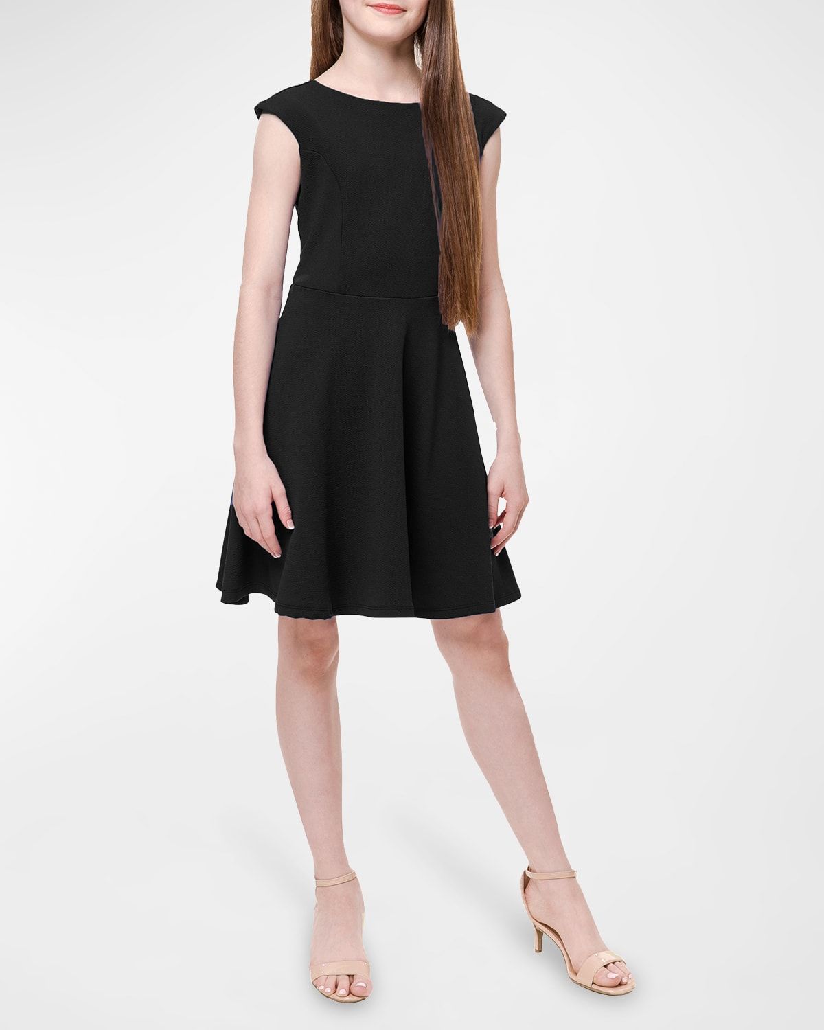 Girl & apos;s Textured Cap Sleeve Dress, Size 7-16