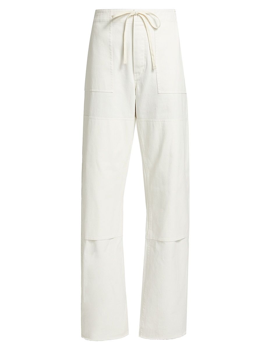 Women's Beach Straight-Leg Cotton Pants - Vintage White - Size 32