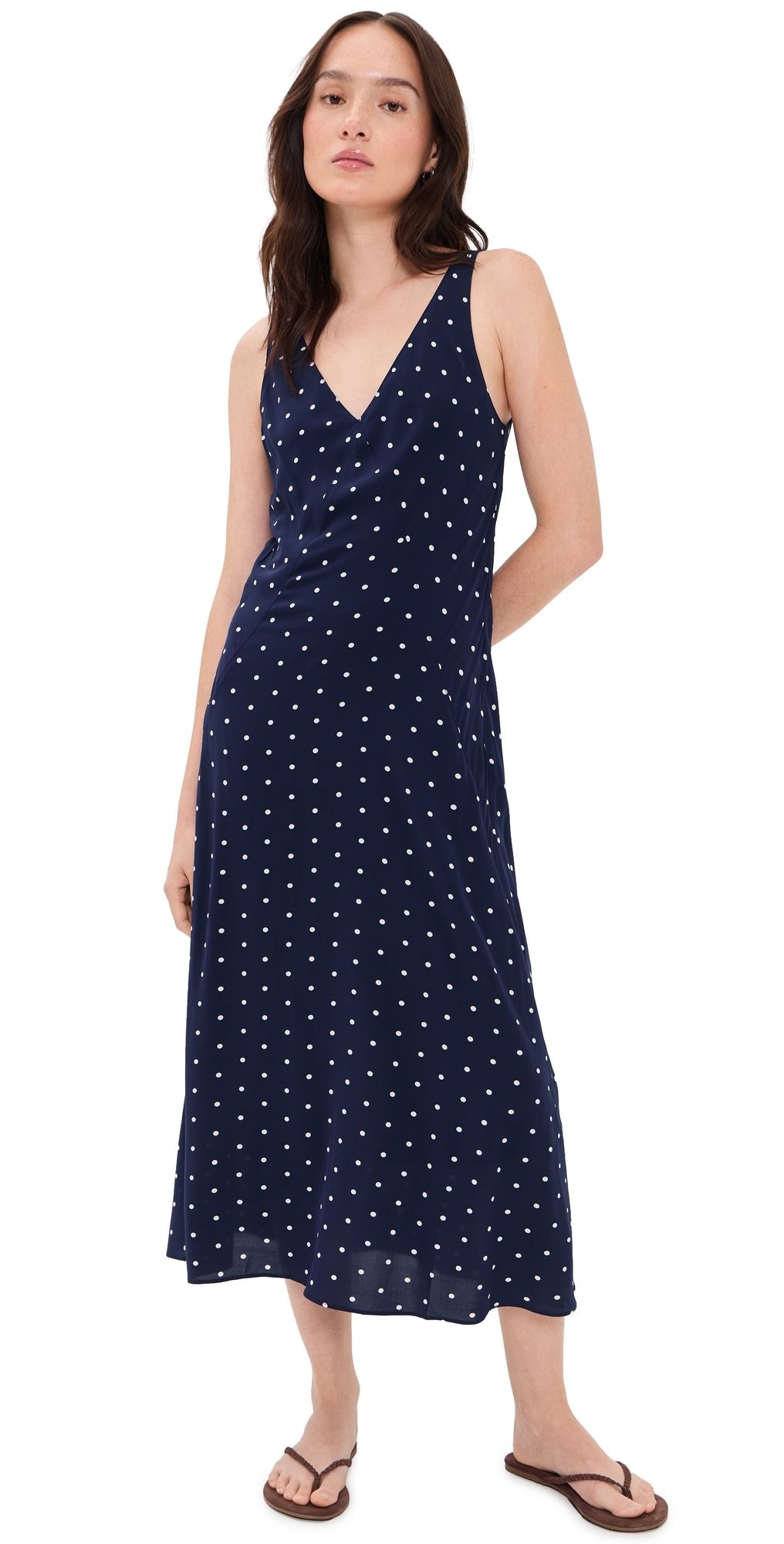 Alex Mill Flora Dress In Dot Navy/White XL
