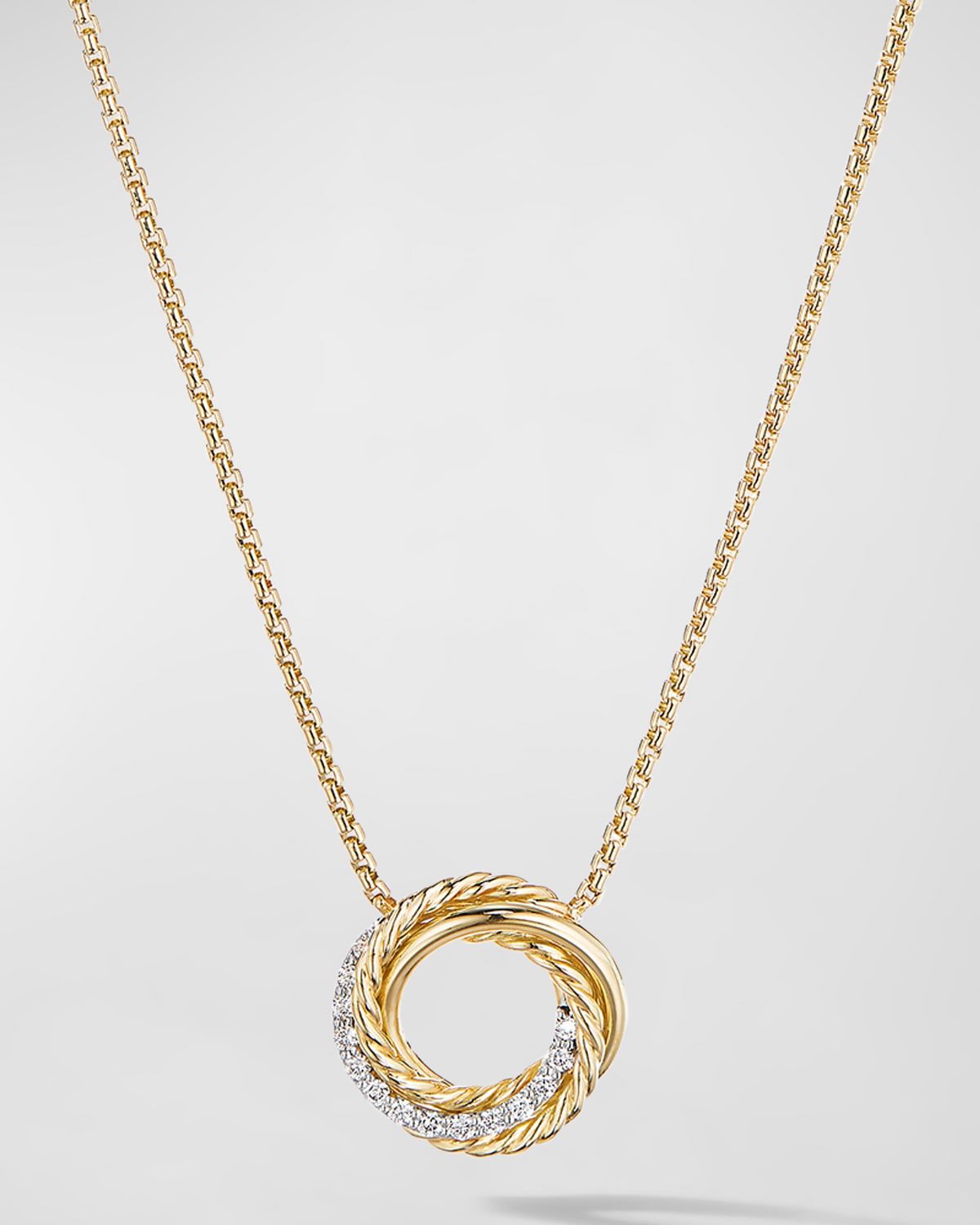 Crossover Pendant Necklace with Diamonds in 18K Gold, 14.5mm